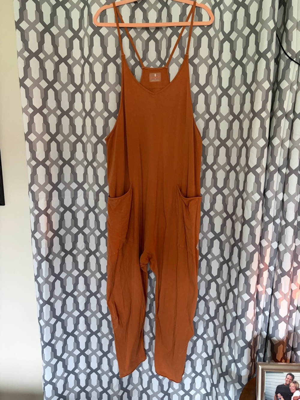 FP Movement by Free People Rust Orange Scoop-Neck Pocket Jumpsuit